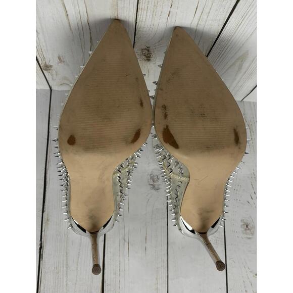 Steve Madden Vala Stud Clear Pumps Silver Spikes Punk Goth Size 7.5 - Picture 8 of 8